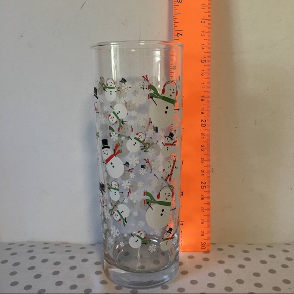 Xmas Barware Snowman Cera Tom Collins tall glass Clear glass with snowmen - Picture 4 of 8